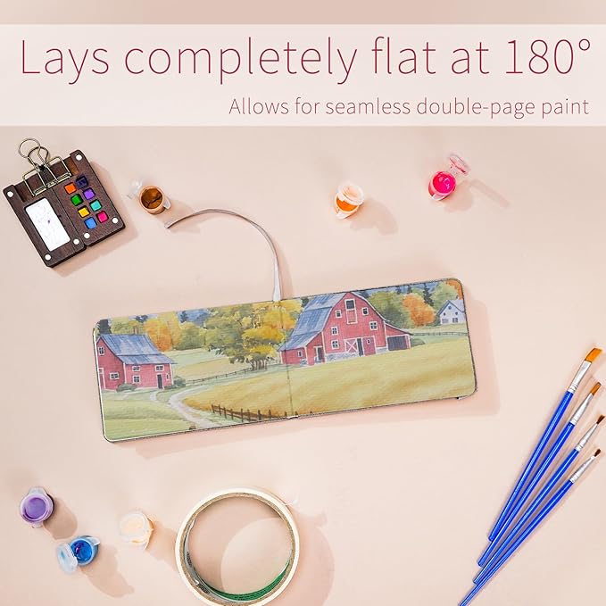 Vienrose Watercolor Sketchbook, 5.5"x3.5" Watercolor Journal with 24 Sheets 140 LB (300 GSM) 100% Cotton Watercolor Paper, Grey Linen Cover Water Coloring Sketch Book As Travel Notebook