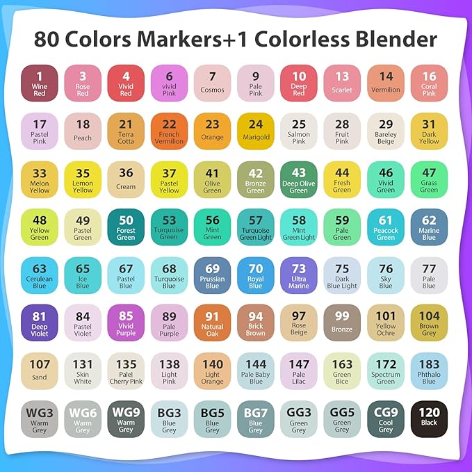 Alcohol Markers Set 80 Colors, Art Markers for Adult Coloring Dual Tip Permanent for Drawing Sketching, Alcohol Based Marker with Case Perfect for Adult Artists Students Gift