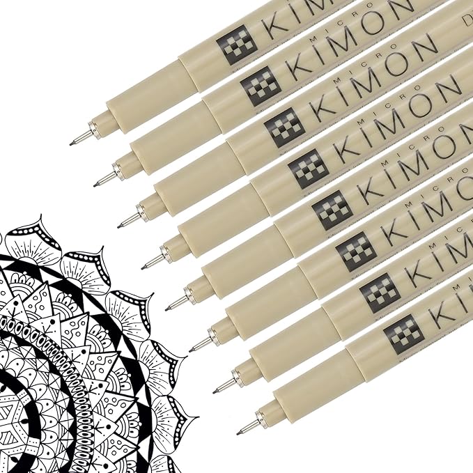 PATIKIL Micro Pen Fineliner Pens, 8Pcs 0.3mm Fine Point Drawing Pens Waterproof for Archival Artist Calligraphy Illustration Journaling Sketch, Black