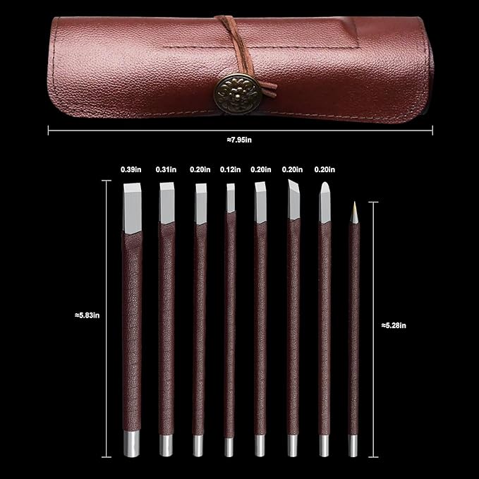 BAIQI Carve Tool Set,8 Pcs Tungsten Steel Hand Carve Tool Kit for Enthusiast to Engrave Wood Soap Stone Seal Sculpture DIY Craft Soft Limestone and SlateStone Alabaster (8 PCS Carve Tool Set)