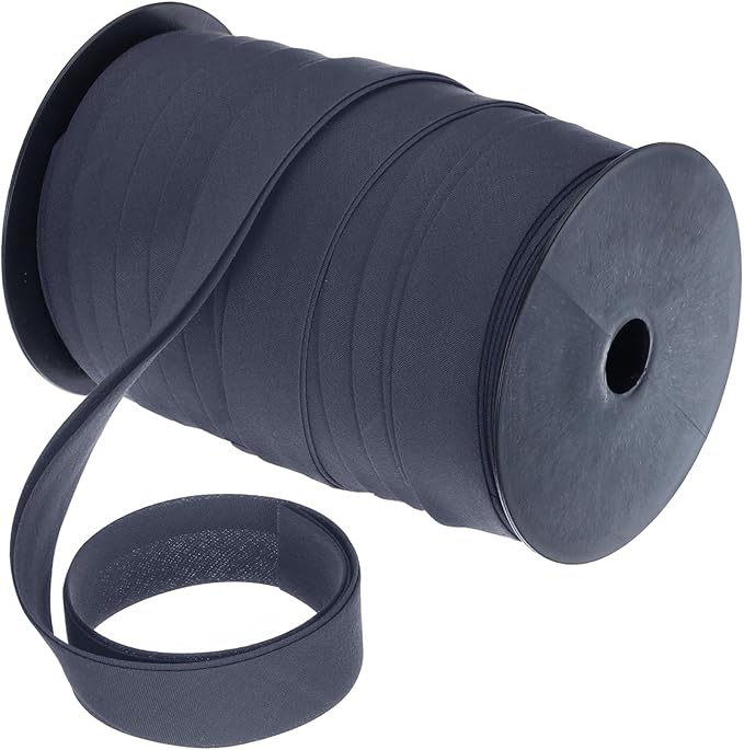 MECCANIXITY 1 Inch Double Fold Bias Tape Polyester Continuous Bulk Bias Tape for Sewing,Seaming Quilting Hemming Binding Crafts (Navy Blue 55 Yards)