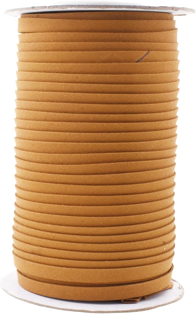 Mandala Crafts 55 Yards 1/4 Inch Camel Double Fold Bias Tape for Sewing - Bias Binding Tape for Quilting Binding, Hemming, Seam, and Fabric Piping