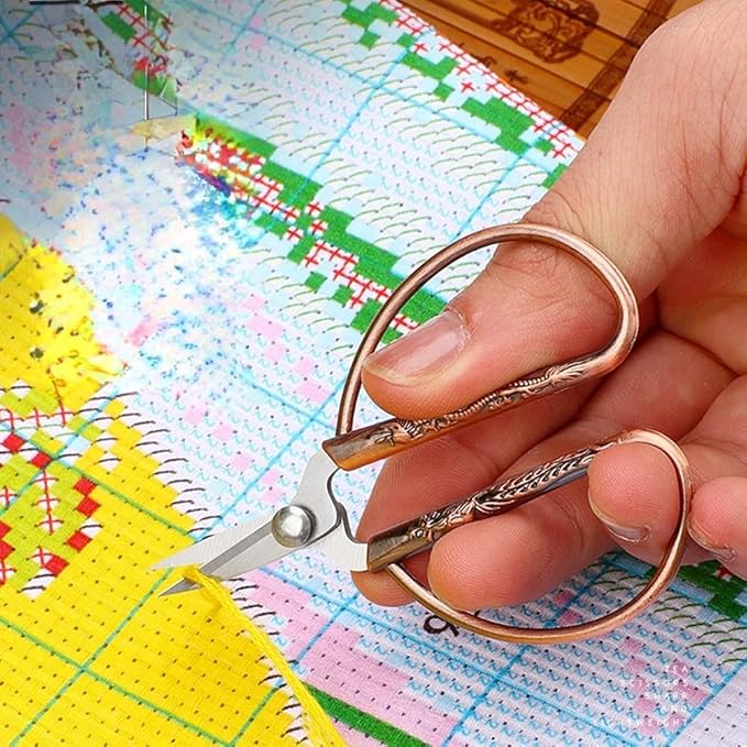 3.3-inch Small Sewing Embroidery Scissors, Stainless Steel Little Scissors Sharp Tip Detail Shears for Sewing Crafting, Art Work, Cross Stitch Cutting, Handcraft, Needlework DIY Tools Bronze