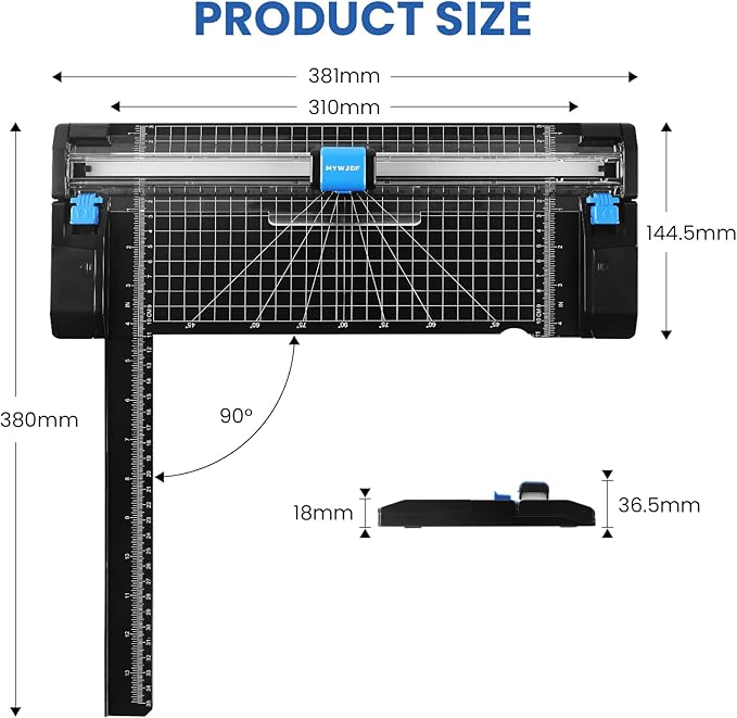 Paper Cutter Personal Rotary Trimmer Paper Trimmer Paper Cutter for cardstock withAutomatic Security Safeguard and Side Ruler for Craft Paper, Coupon, Label and Cardstock,12 inch Black Paper Cutters