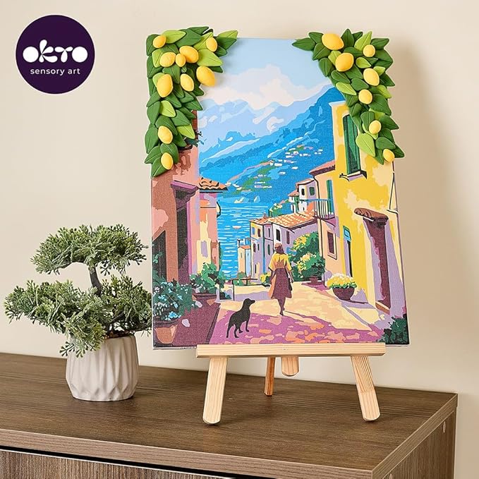 OKTO Art Kit Lemon Weekend | Arts & Crafts DIY Painting with Modeling Claу | Claу Kit for Painting | Painting Kits for Adults for Home Decoration Clay for Adults