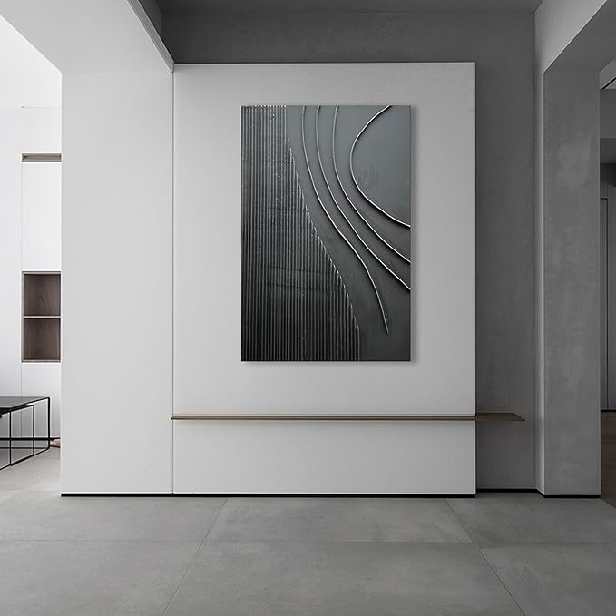NANKAI Art Hand-Painted Thick Texture Black Minimalist Oil Painting Large Home Wall Decorative Art Oil Painting 45x30 inches