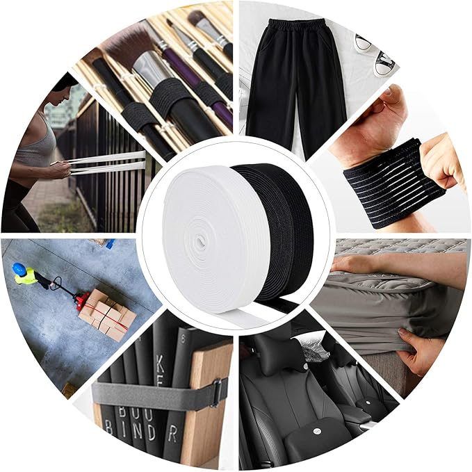5/8 Inch Elastic Band, 2 Rolls, (Black 5Yard, White 5Yard)