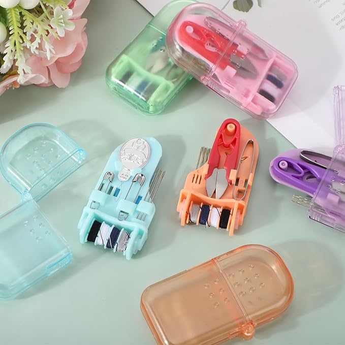 Solsew 40 Pieces Mini Travel Sewing Kit Bulk Portable Small Emergency Sewing Kit Box for Traveler Hotel Charity Homeless Christmas Stocking Stuffer Gift