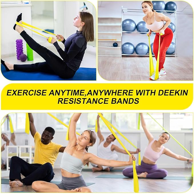 DEEKIN 10 Pcs Resistance Bands Professional Exercise Elastic Bands Latex-Free Yoga Starter Set for Pilates, Physical Therapy, Strength Training, Yoga, Working Out for Women Home Gym