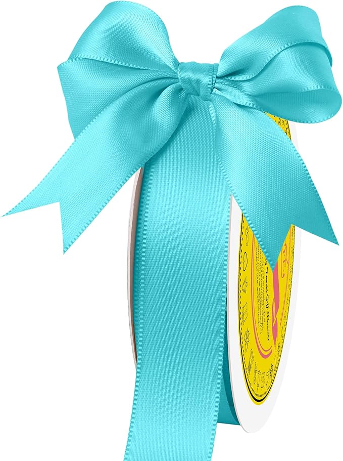 Double Face Turquoise Satin Ribbon 7/8 inch X 25 Yards for Gift Wrapping Very Suitable for Weddings Party Hair Bow Invitation Decorations and More