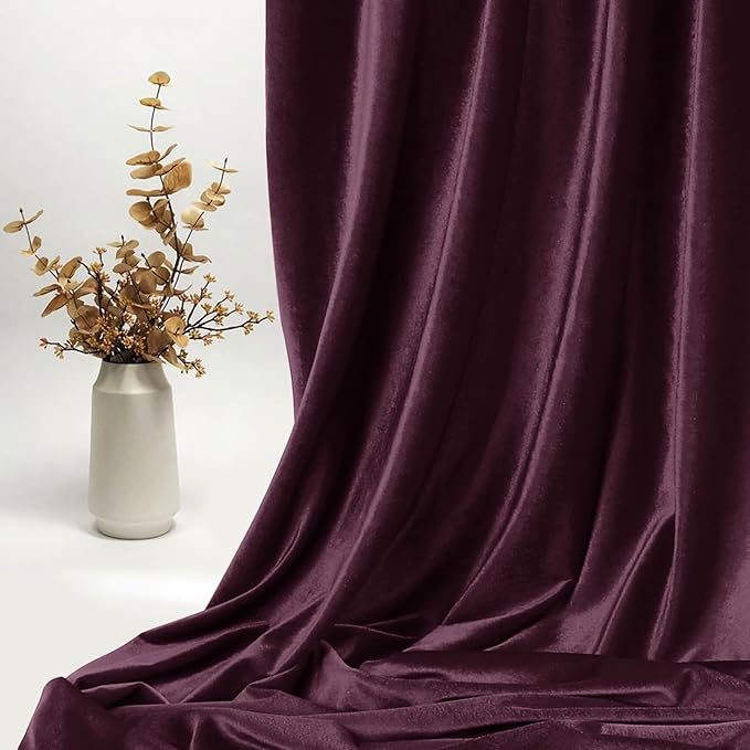 KKJIAF Grape Purple Stretch Velvet Fabric 60 Inch Wide, 2 Yard Soft Stretchy Fabric for Sewing Clothes, Apparel, Costume, Crafts - 90% Polyester 10% Spandex