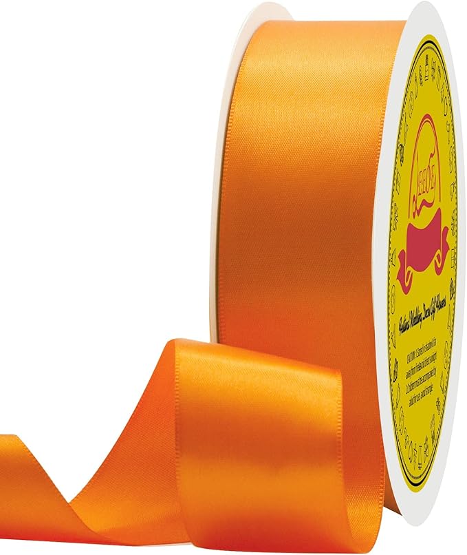 Double Face Autumn Orange Satin Ribbon 1-1/2 inch X 50 Yards Polyester Autumn Orange Ribbon for Gift Wrapping Very Suitable for Weddings Party Invitation Decorations and More