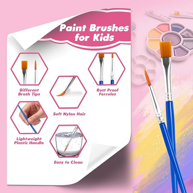 110Pcs Small Paint Brushes Bulk, Flat Top Acrylic Classroom Brush for Kids Mini Paint Brushes for Touch Up Crafts Detail Painting