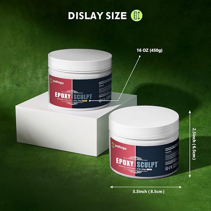 Smalltongue White AB Epoxy Sculpt Clay, 2 Part Epoxy Sculpture Modeling Paste Clay (A & B) 1 Pound, for Modeling, Repair, Fill Up Retrofit and Sculpture, with Tools