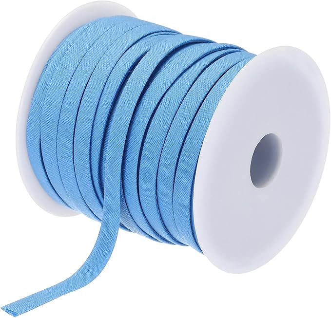 MECCANIXITY 1/4 Inch Double Fold Bias Tape Polyester Continuous Bulk Bias Tape for Sewing,Seaming Quilting Hemming Binding Crafts (Blue 25 Yards)