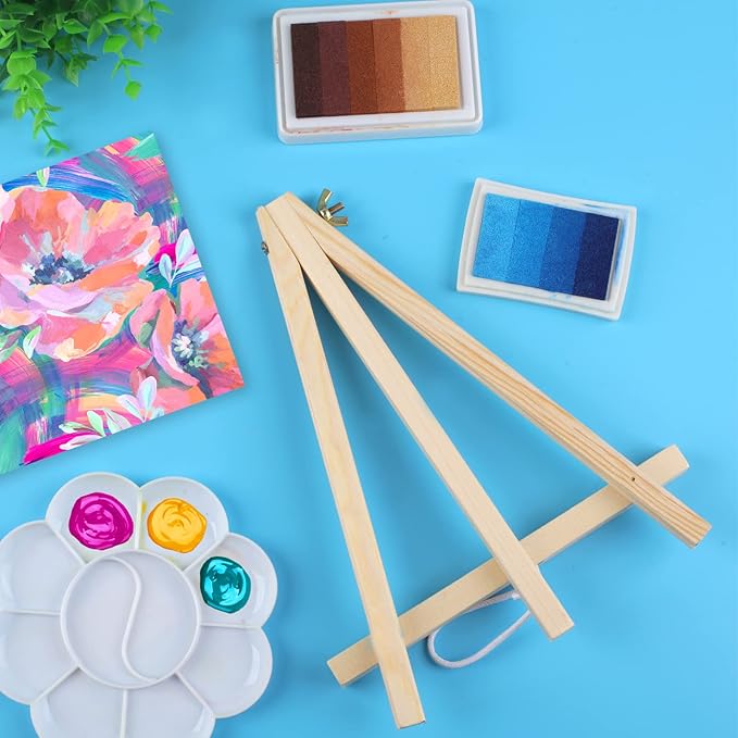 8 Pack 14 Inch Wood Easels, Tabletop Easels, Easel Stand for Painting, Tripod Painting Easels for Art & Crafts, Portable Canvas Holders