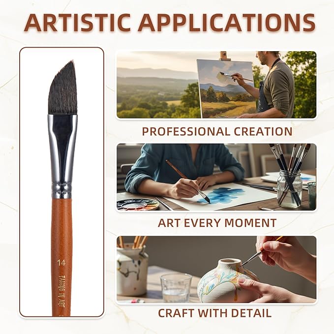 Falling in Art Dagger Paint Brush Set, 5 Pcs Professional Dagger Brush Watercolor, Pinstriping Striper Long Liner Brushes for Acrylic, Oil, and Gouache Painting