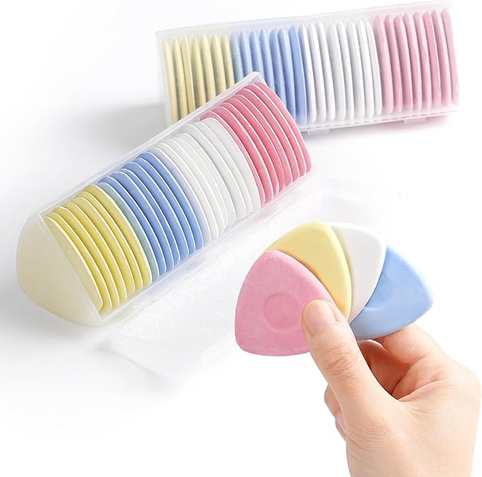 Tailor's Triangle Fabric Chalk Markers - 60pc Set, Precise & Durable for Quilting & Sewing, 4 Colors