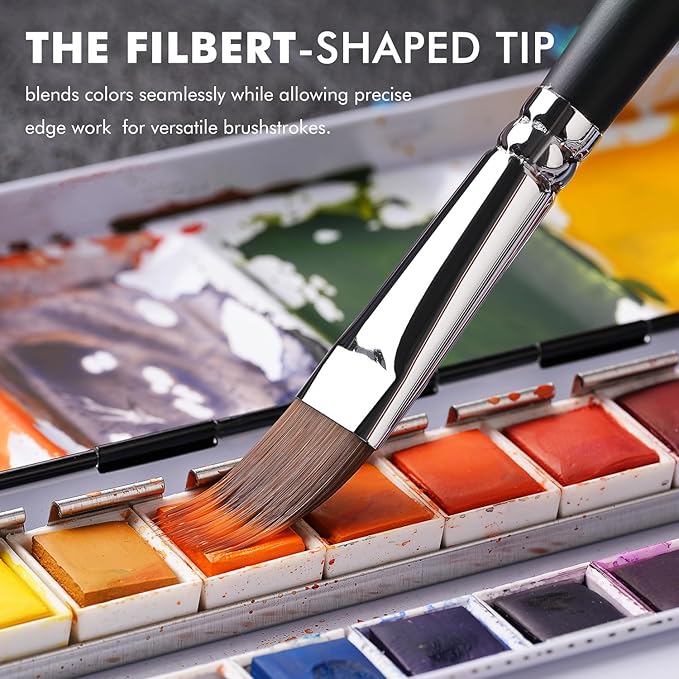 5pcs Dual-Layer Grainer Brush Set- Fuumuui Professional Synthetic Filbert Comb Brushes for Unique Texture Painting Perfect for Artists Acrylic, Watercolor and Oil