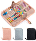 MYBAGZING Crochet Hook Case – Empty Organizer with 24 Slots for Crochet Hooks & Ergonomic Aluminum Crochet Needles, Zipper Pocket for Accessories and Supplies