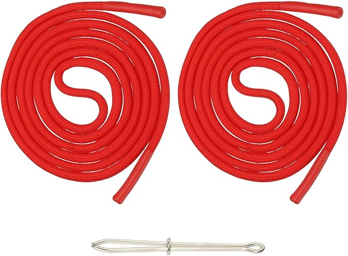 uxcell 2pcs 53inch Drawstring Cords Replacement Drawstring Hoodie String Sewing Tool with Easy Threader for Hoodie Sweatpants Jackets Pants Hats Coats Bags, Bright Red