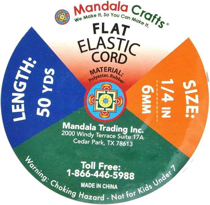 Mandala Crafts 6mm 50 Yds Roll of Gold Elastic Bands for Sewing - 1/4 Flat Elastics Cord - 1 4 Inch Braided Stretch Straps for Crafting