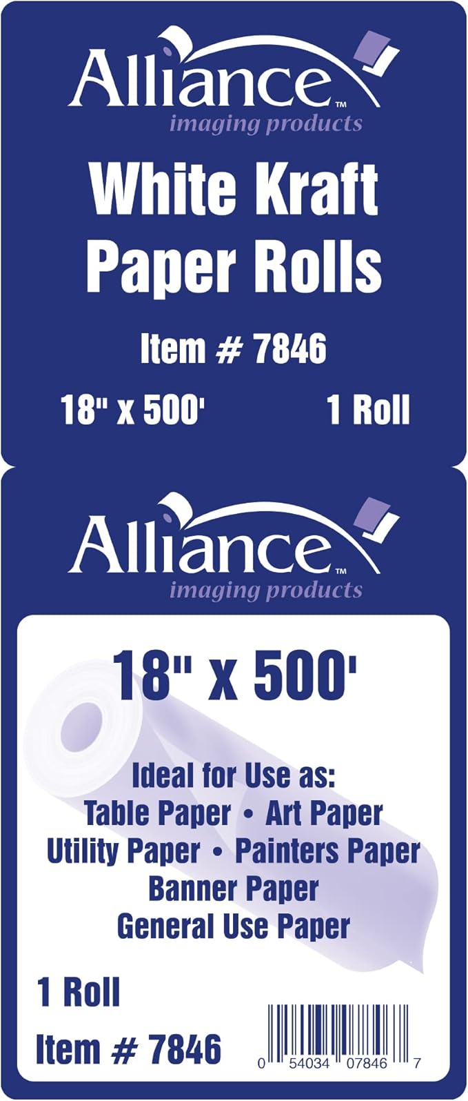 White Kraft Paper Roll for Arts and Crafts 18” x 500’ Ideal for Paints, Wall Art, Easel Paper, Bulletin Board Paper, Gift Wrapping and Kids Crafts - Made in USA
