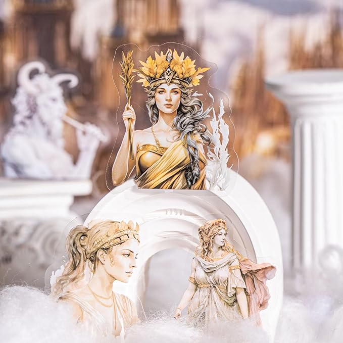 90 PCS Greek Mythology Scrapbook Stickers – Vintage Clear Aesthetic Sticker with Gods, Temples, Statues, Creatures, Ancient Ruins – Greek History Stickers for Journaling, Art Crafts Projects