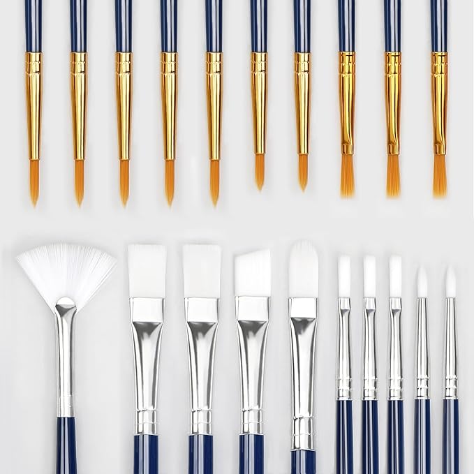 Paint Brushes Set, 20 Sizes Different Painting Brushes Acrylic Paint Brush Set, Paint Brushes Bulk for Nail, Face Art, Craft, Rock Painting and School Project