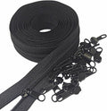 MebuZip #3 Nylon Coil Zippers by The Yard Bulk Zipper Roll Zipper Tape 10 Yards with 25pcs Pulls for Sewing Tailor DIY Craft Bags Pillows (Black 10Yards)