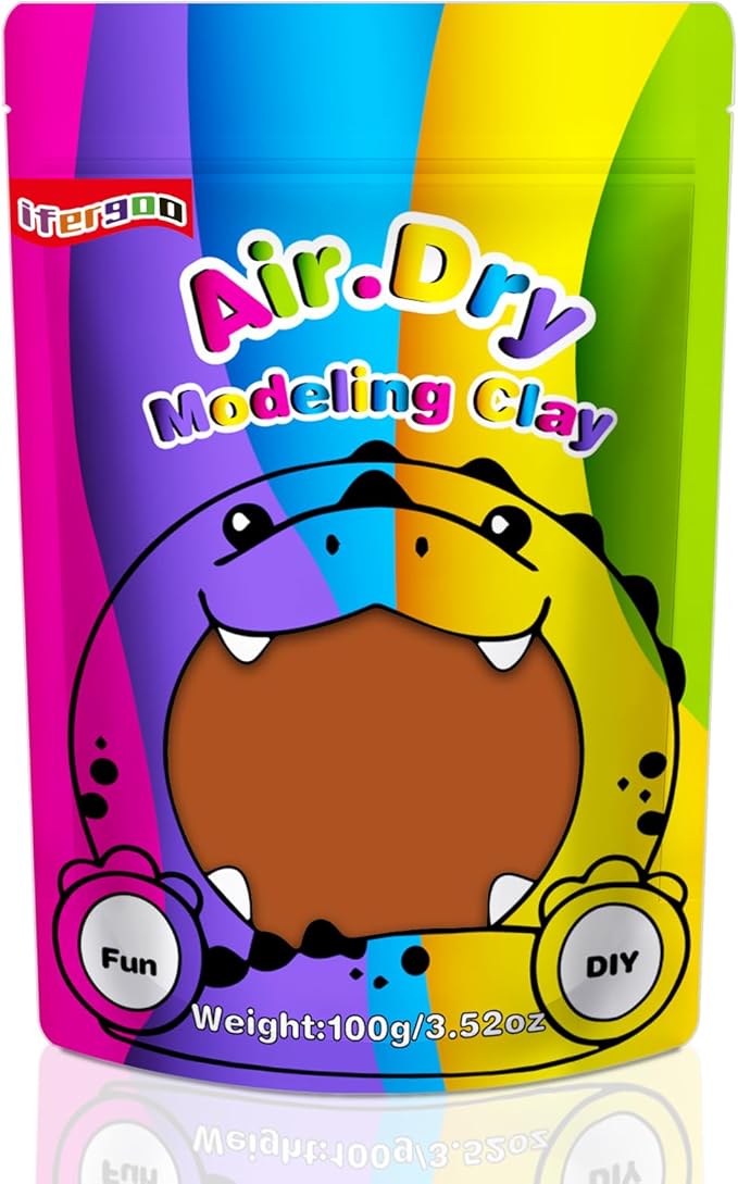 iFergoo Brown Air Dry Clay, DIY Creative Modeling Clay for Kids, Super Light Magic Clay for Kids Age 3-12, Safe & Non-Toxic, Molding Clay for Sculpting, Great Gift for Boys & Girls