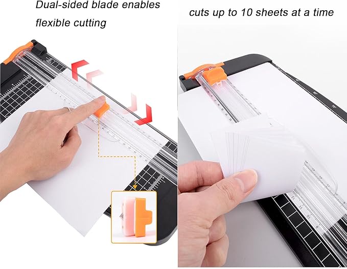 6-Pack Paper Cutter Replacement Blades with Automatic Security Safeguard Design for A4/A5 Paper Trimmers (Orange)
