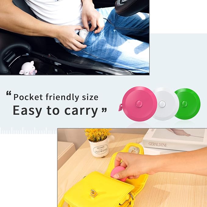 DiCUNO 60-Inch 1.5 Meter Soft and Retractable Tape Body Tailor Sewing Craft Cloth Dieting Measuring Tape (10 Colors Package)