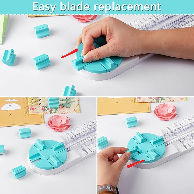 Paper Trimmer Craft Paper Cutter: 4 Style Multi-Function Scrapbooking Tool with Dial Blades of Straight,Wave,Dotted,Perforated,Creasing for Cutting Paper,Coupons,Photos,Postcards,Scrapbook,Card