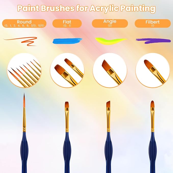 Miniature Paint Brushes Set 12pcs, Paint Brushes for Acrylic Painting, Art Supplies for Oil, Watercolor Detailing Models Rock Body Face Nail Drawing Artist Gifts, Triangular Handles Blue