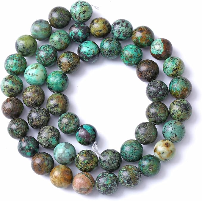 12MM 30PCS Natural Stone Green African Turquoise Spacer Loose Beads for Jewelry Making DIY Bracelet Necklace