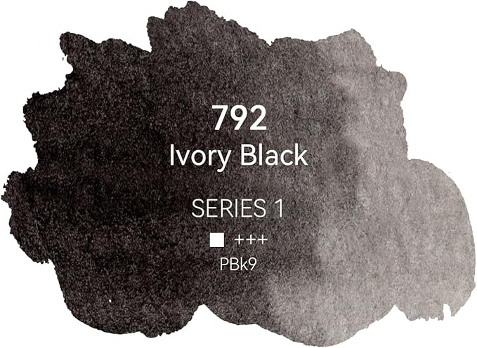 PHOENIX Professional Watercolor Paint - Single Watercolor Half Pan - Ivory Black 792
