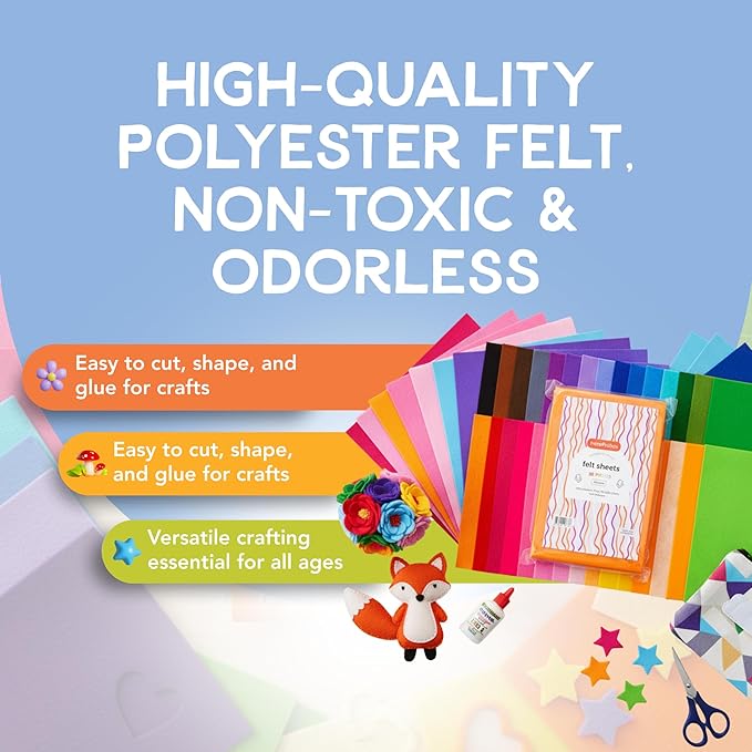 Incraftables Stiff Felt Sheets for Crafts (30 Pieces). Best Colored Felt Fabric Sheets (1mm Thick). Assorted Paper Pack of 30 Colors (9” x 12”) for DIY Decorations & Sewing Projects