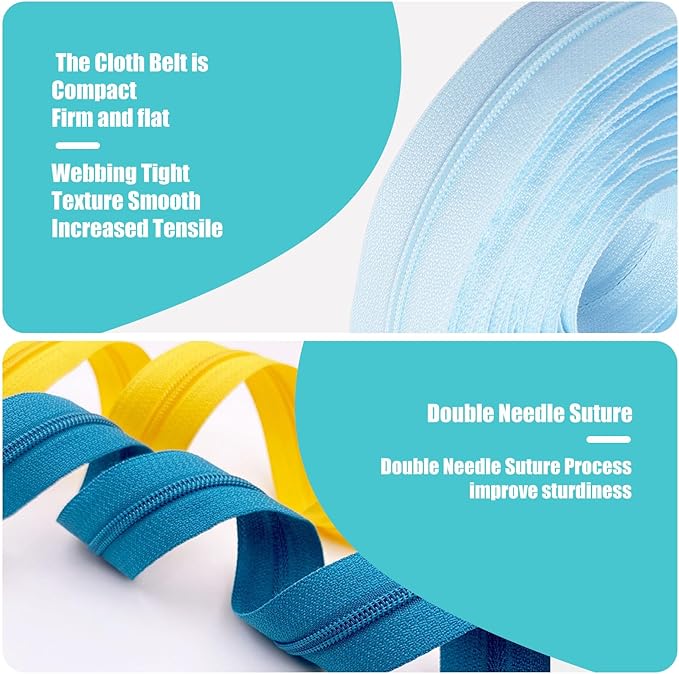 72 Yards 24 Colors #3 Nylon Coil Zipper by The Yard with 3 Styles 260pcs Pulls,Continuous Zipper Tape for DIY Sewing Crafts,Bag,Clothes,Purse and Other Sewing Supplies (24 Assorted Colors, #3)