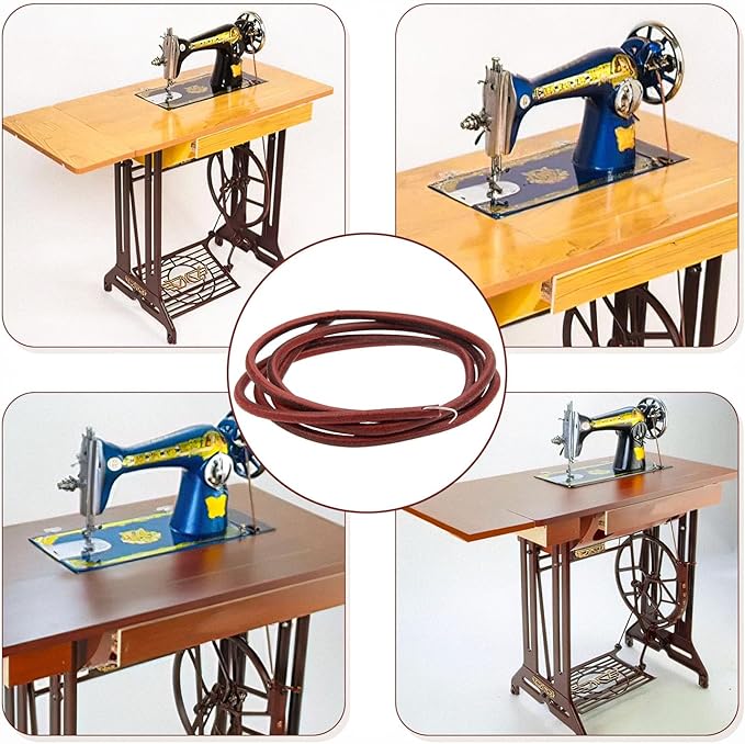 Sewing Machine Belt, 6FT Leather Belt for Singer Treadle Sewing Machine, Leather Belt Antique Treadle Parts + Hook