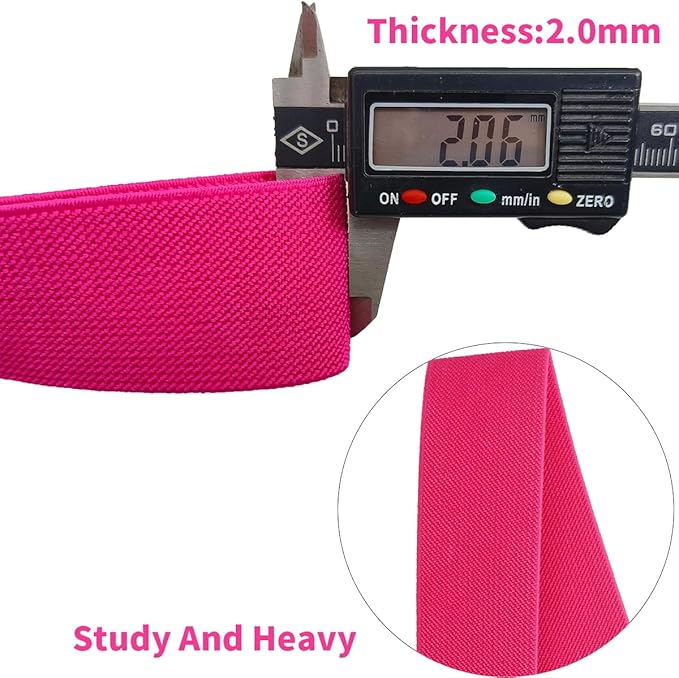 JESEP 1.5 Inch 10 Yards Double-Side Twill Woven Elastic Heavy Stretch High Elasticity for Sewing Pants Waistband, Wigs, Skirts, Craft DIY Projects (Rose 297)