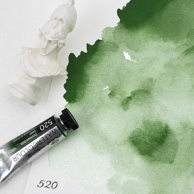 PHOENIX Professional Watercolor Paint Single Tube - 0.47 Fl Oz / 14ml - Chromium Oxide Green