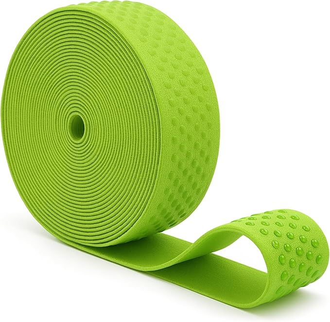 Mandala Crafts 1.5 Inch Elastic Silicone Gripper Tape for Clothing - 10 Yds Dotted Non Slip Elastic Band for Sewing - Lime Green Silicone Flat Fabric Stretchy Ribbon Straps