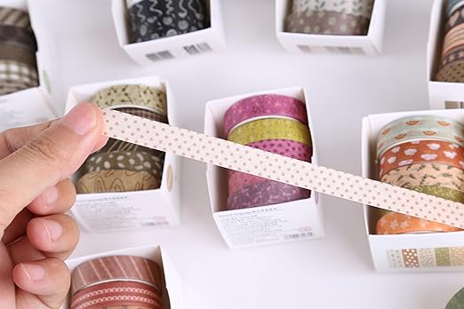 YUBX Basic Washi Tape Set 30 Rolls Plants Patterns Decorative Skinny Slim Masking Tapes for Arts, DIY Crafts, Journals, Planners, Scrapbook, Wrapping (Rainbow Forests)