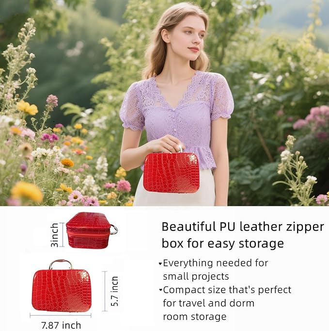 MaryLavender Sewing Kit Portable Sewing Supplies Accessories Box with Thread, Needles, Scissors