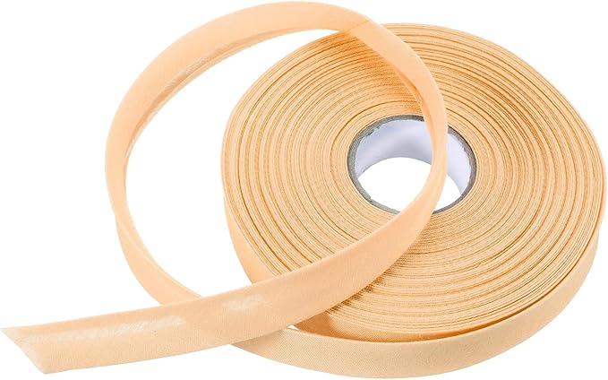 MECCANIXITY 3/4 Inch Single Fold Bias Tape Polyester Continuous Bulk Bias Tape for Sewing, Seaming Quilting Hemming Binding Crafts (Light Orange 25 Yards)