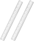 Clear Plastic Ruler 12 Inch Straight Rulers, Shatterproof Ruler with Inches and Centimeters for School Classroom, Home, or Office (2pcs)