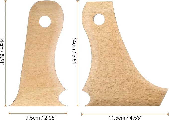 HARFINGTON 2pcs Pottery Ribs Trimming Tools Pottery Profile Rib Wooden Foot Shaper Bundle Foot Curved Shaper Texture Rib Beech Wood for Carving Ceramics Clay