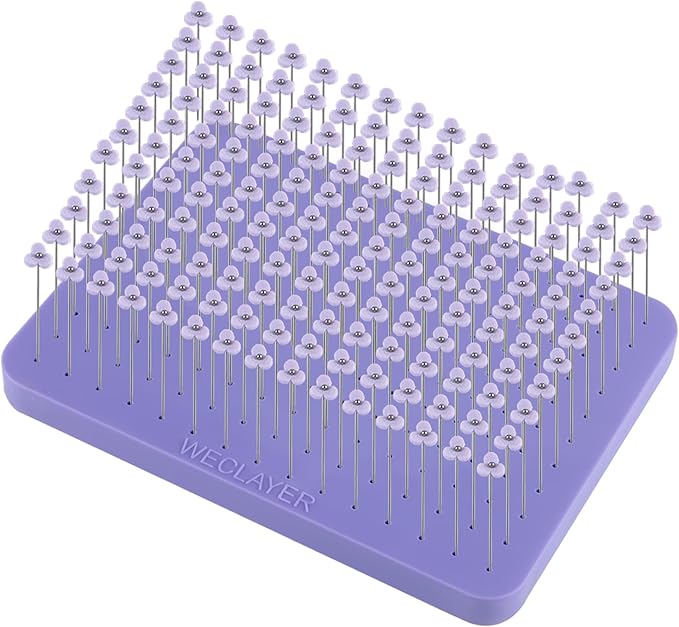 Polymer Clay Mat with 165 Holes,8" x 6" Heat-resistant Silicone Baking Pad,Jewelry Making Tool for Standing Earring Posts and UV Resin Craft,Non-Stick Oven Safe Work Station for Art Clay