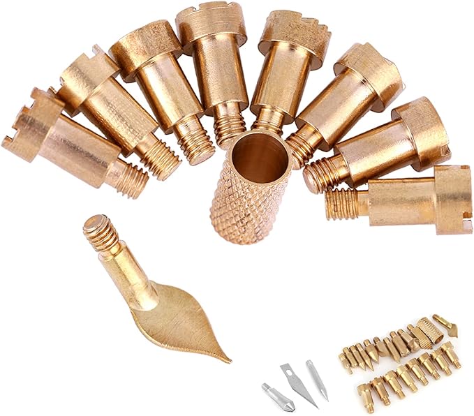 Cunyuer Wood Burning Tips, Wood Burning Tool Pen Tips, Stippling Tips for Wood Pyrography, Walnut Hollow Wood Burning Tips Only, Brass Tip Sets for Carving Embossing